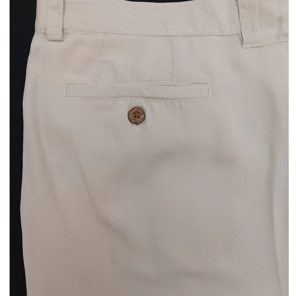 Tommy Bahama‎ Mens Beige 100% Silk Double Pleated Chino Shorts Size 36 Coconut